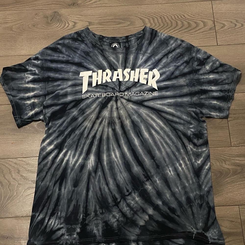 Thrasher Spiral Tie-Dye Tee - Black and White